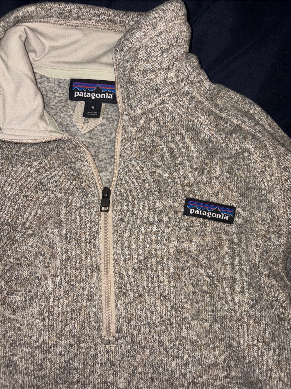 Patagonia Half-Zip Heathered Light Gray Sweater - Picture 2 of 3